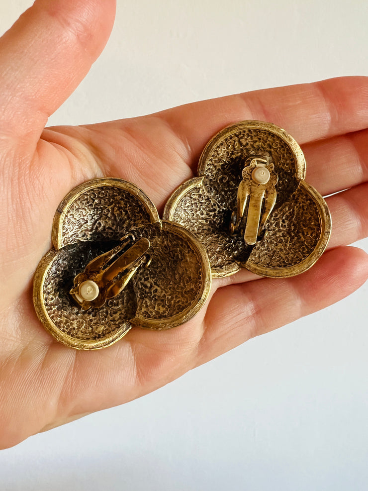 French République Gold Coin Clip Earrings