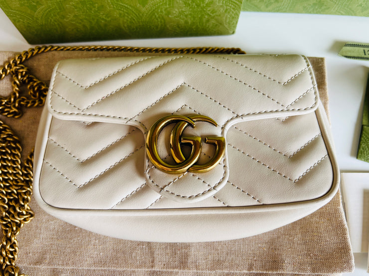 2022 Gucci Marmont White Mini Handbag