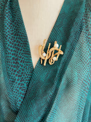 Snake Bamboo Imitation Pearl Brooch