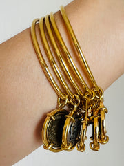 Roman Inspired Coin Charm Bangle Bracelets