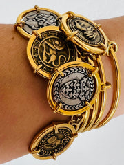 Roman Inspired Coin Charm Bangle Bracelets