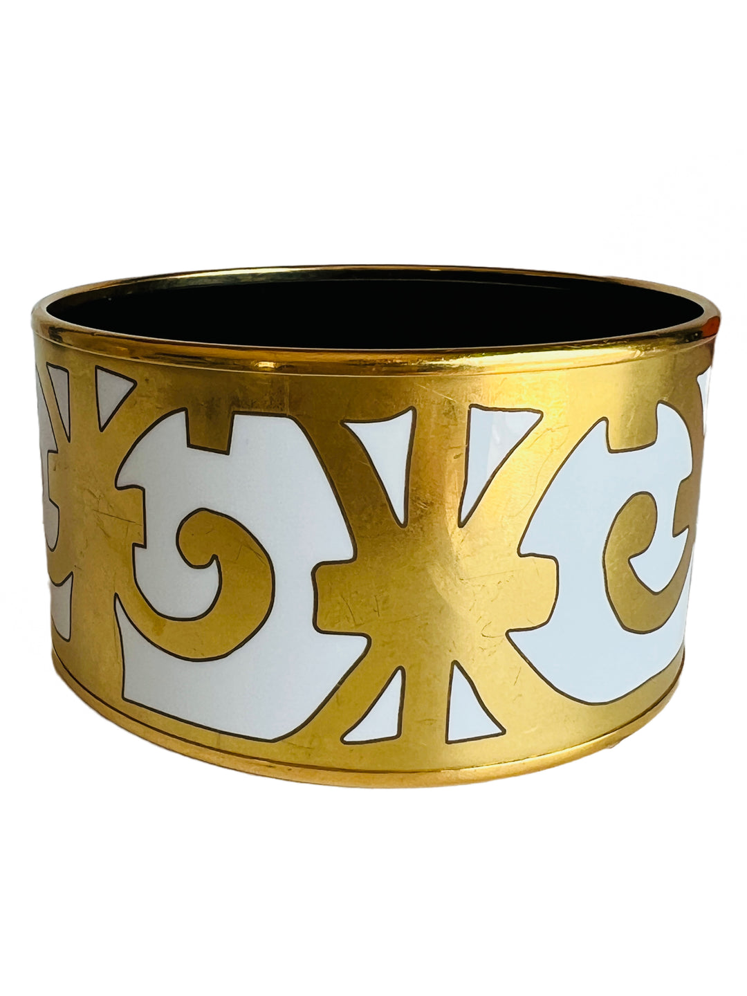 Balcons du Guadalquivir Extra Wide Gold White Enamel Bangle Bracelet Mon Tigre