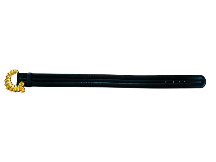Statement Black Gold Leather Belt