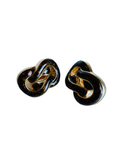 Tortoiseshell Print Gold Chain Link Clip Earrings