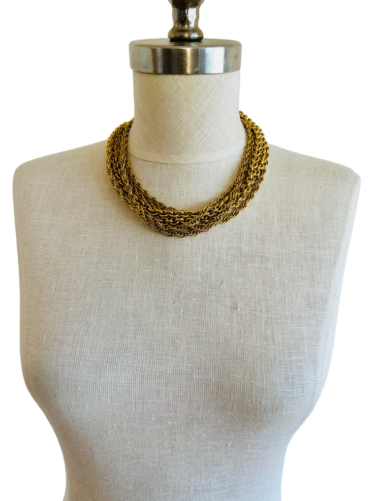 Heavy Multi Chain Choker Necklace