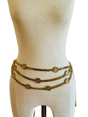 Coin Medallion Curb Chain Necklace Belt