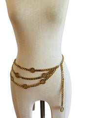 Coin Medallion Curb Chain Necklace Belt