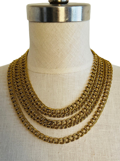 Heavy Multi Curb Chain Choker Necklace