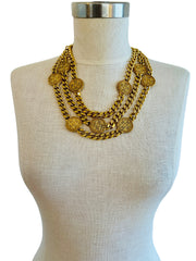 Coin Medallion Curb Chain Necklace Belt