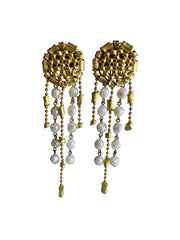 Shoulder Duster Gold & Faux Pearl Earrings