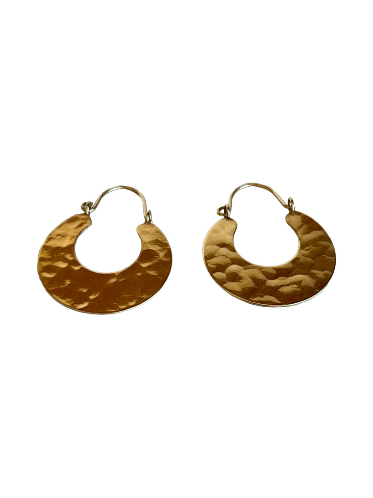 14K Hammered Hoop Earrings