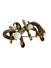 Snake Bamboo Imitation Pearl Brooch