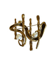 Snake Bamboo Imitation Pearl Brooch