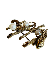 Snake Bamboo Imitation Pearl Brooch