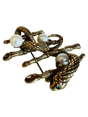 Snake Bamboo Imitation Pearl Brooch