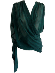 Green Snake Print Wrap Blouse