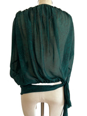 Green Snake Print Wrap Blouse