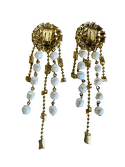 Shoulder Duster Gold & Faux Pearl Earrings