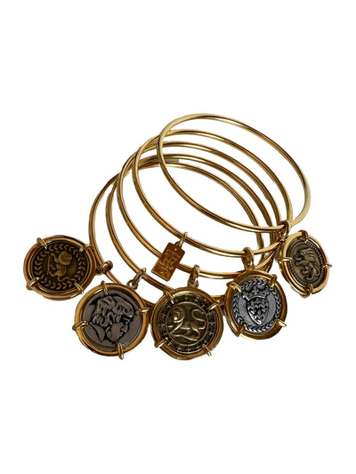 Roman Inspired Coin Charm Bangle Bracelets