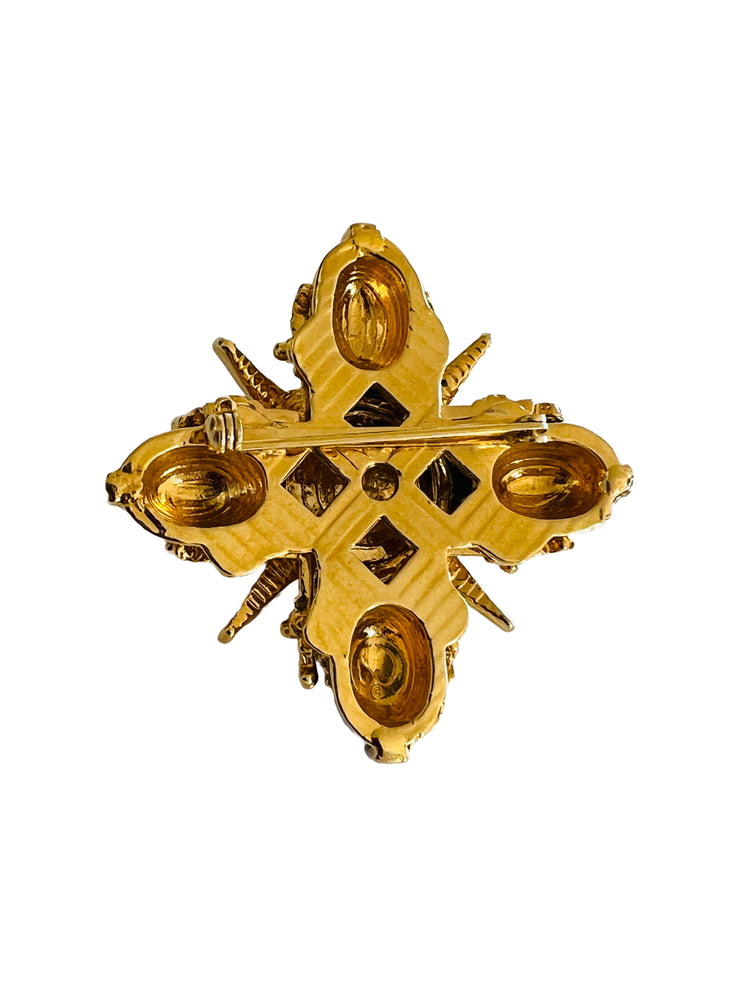 Black Gold Maltese Cross Brooch