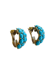 Imitation Turquoise Cabochon Clip Earrings