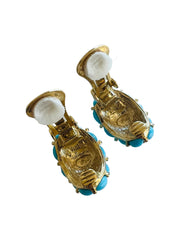 Imitation Turquoise Cabochon Clip Earrings