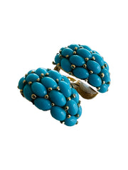 Imitation Turquoise Cabochon Clip Earrings