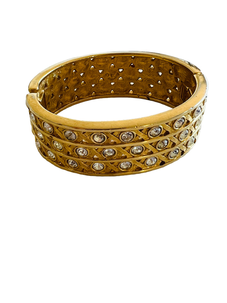 Rhinestone Gold Hinged Bracelet