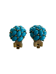 Imitation Turquoise Cabochon Clip Earrings