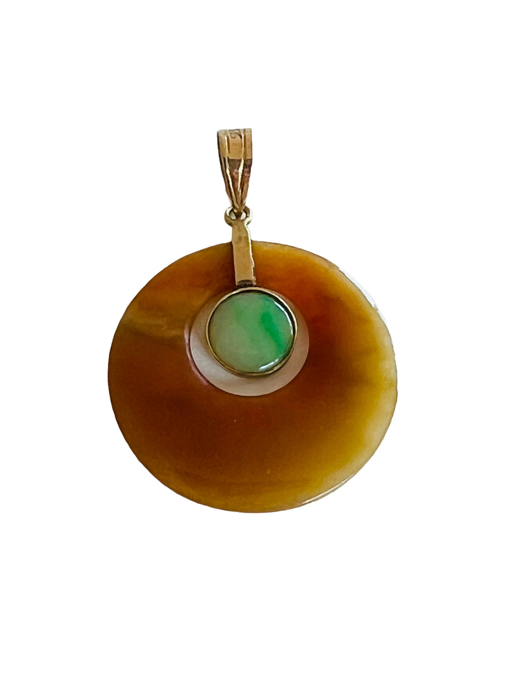 14k Agate Jade Charm Pendant