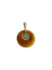 14k Agate Jade Charm Pendant