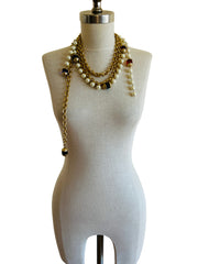 Faux Pearl Chain Pâte de Verre Necklace Belt