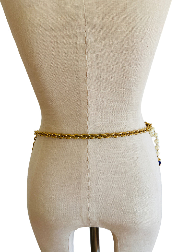 Faux Pearl Chain Pâte de Verre Necklace Belt