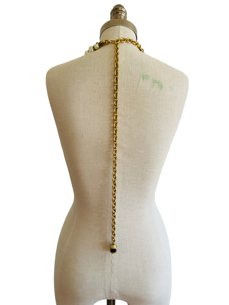 Faux Pearl Chain Pâte de Verre Necklace Belt