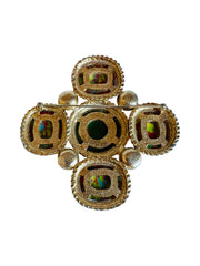 Cabochon Gold Maltese Cross Brooch