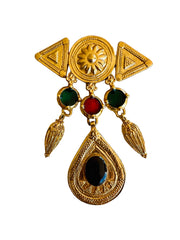 Byzantine Etruscan Revival Cabochon Brooch