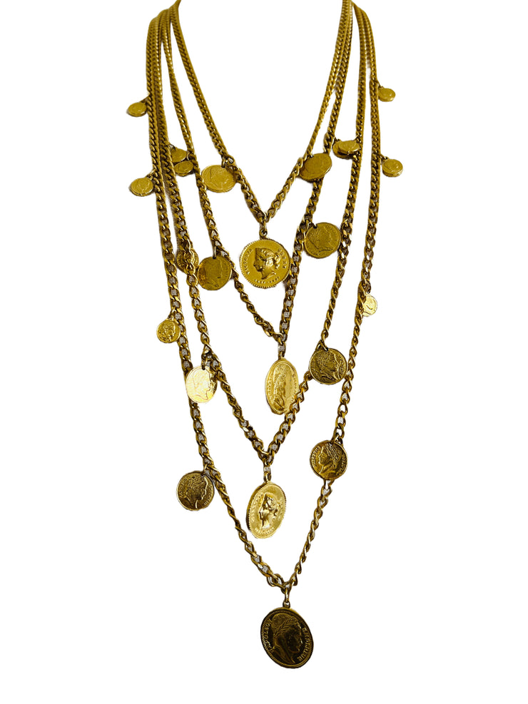 Multi Chain Coin Tiered Necklace