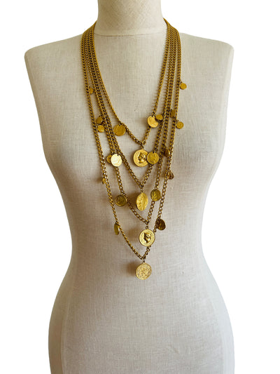 Multi Chain Coin Tiered Necklace