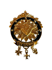 Coat of Arms Crest Black Enamel Brooch