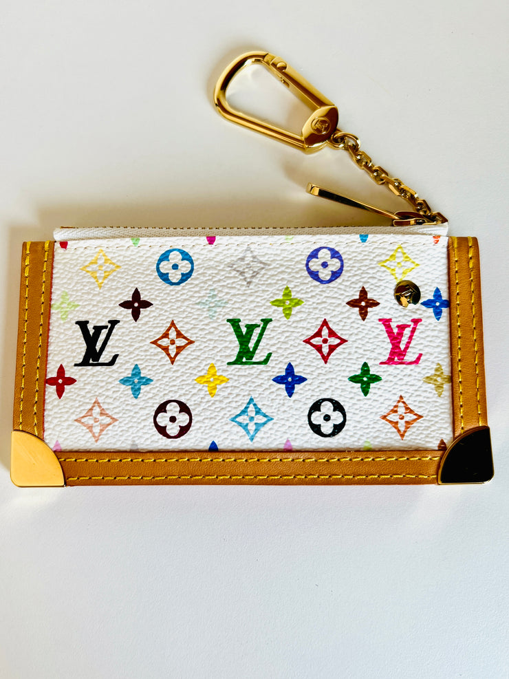 Louis Vuitton Monogram LV Logo Murakami Black Multicolor Key Card Pouch Cles