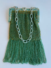 1920's Art Deco Beaded Green Flapper Bag